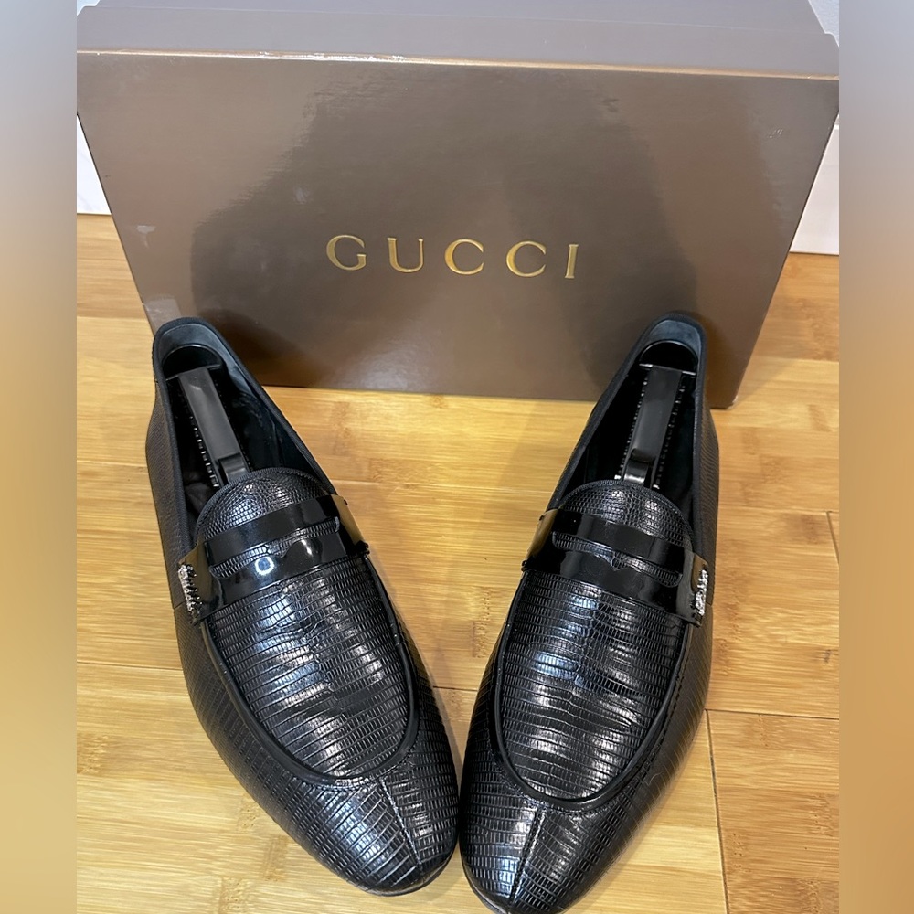 Black Lizard Gucci Loafers